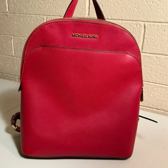 Michael Kors Red Leather Backpack with Dome Design - Picture 1 of 6